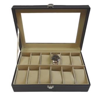 Modern and elegant watch box in black wood, designed to store 12 watches